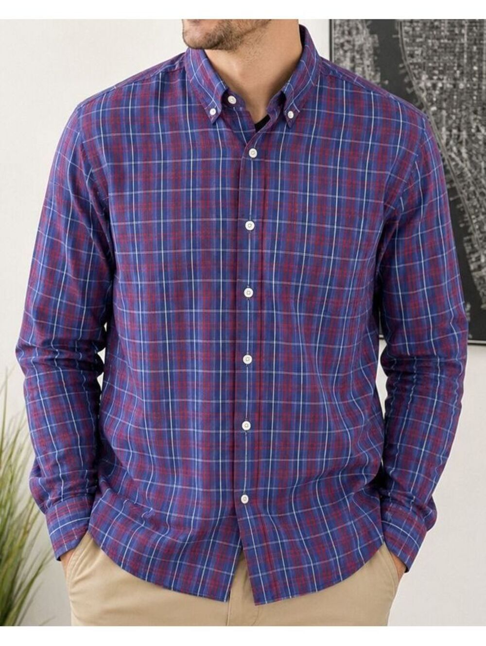 J.Crew Plaid Shirt Men's M Slim Fit 100% Cotton Made in Mauritius Y2K Vintage